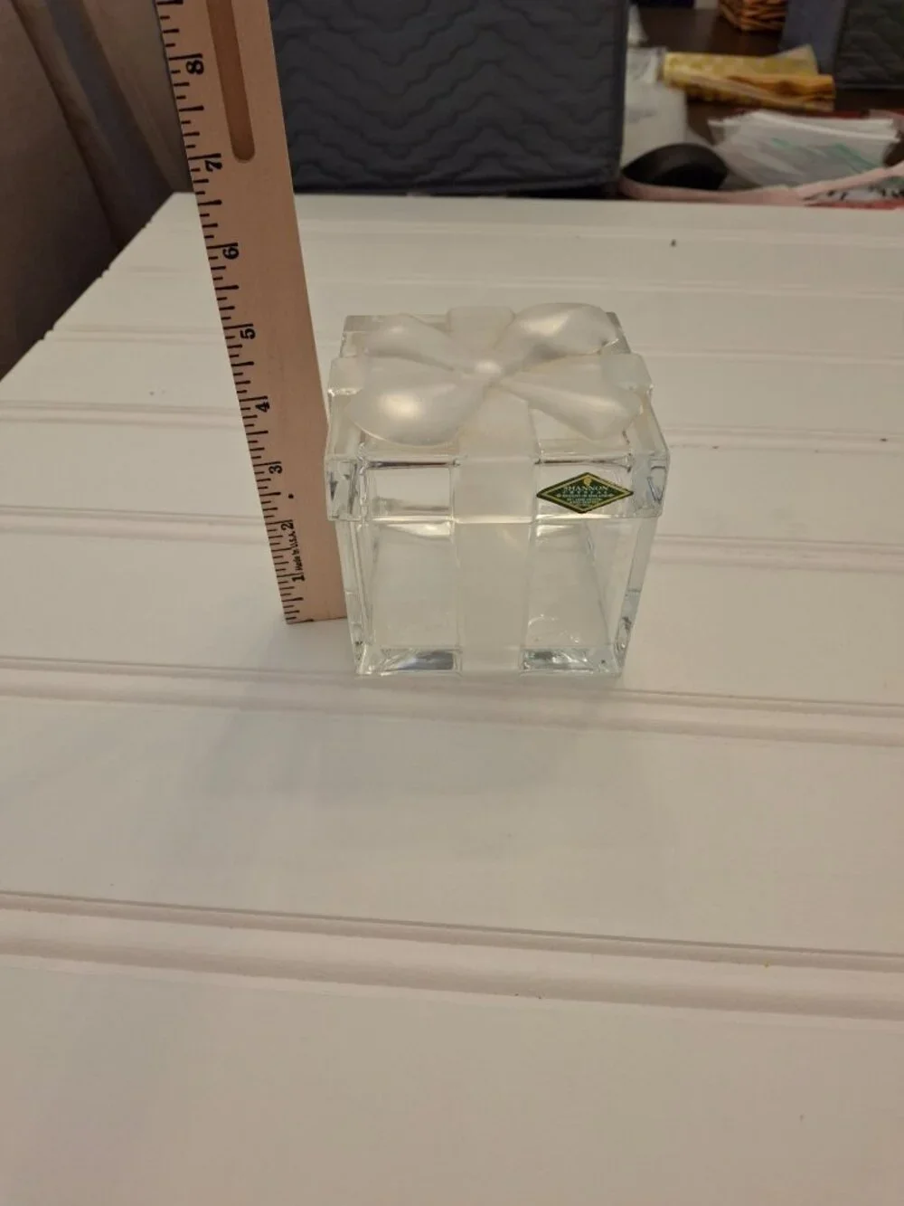 Shannon Crystal Gift Box Trinket Jewelry Box Frosted Bow Lead Crystal Poland REA